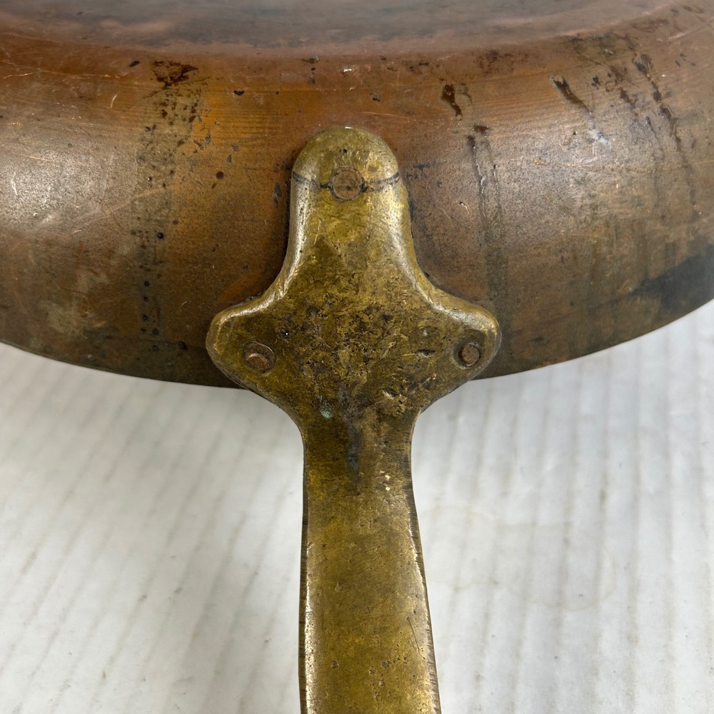 VTG Hammered Copper Skillet Tin Lined Brass Handle 11 Inch Frying Pan - Picture 5 of 9